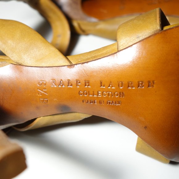 Ralph Lauren Purple Label Brown Ankle Strap High Heels Made In Italy, Sz 6.5B - Picture 10 of 10